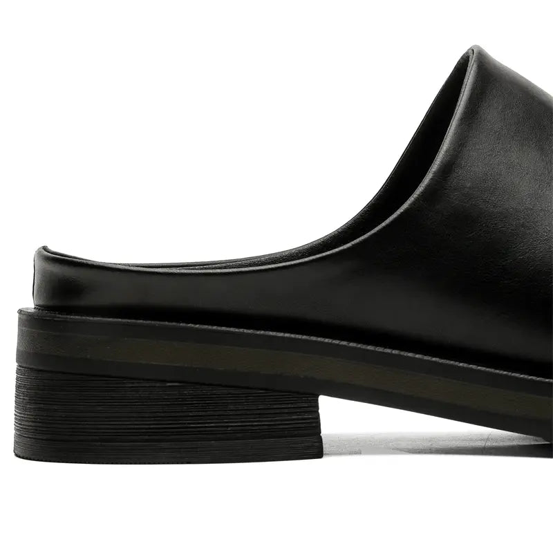 Thick Sole Slip-On Leather Mules