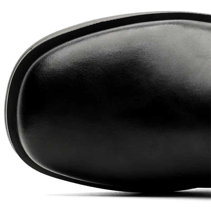 Thick Sole Slip-On Leather Mules