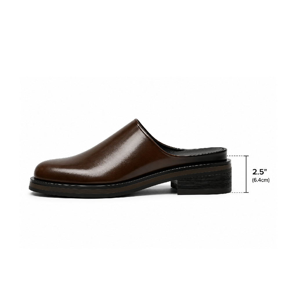 Thick Sole Slip-On Leather Mules
