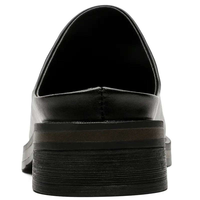 Thick Sole Slip-On Leather Mules